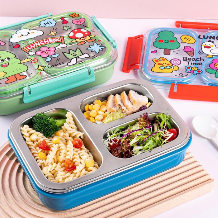 趣繪不銹鋼分格餐盒(帶餐具）